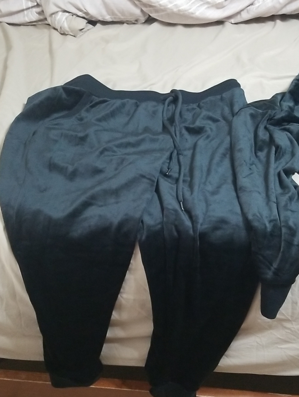 Felina Black Satin-Style Joggers with Drawstring Waist With Matching Top